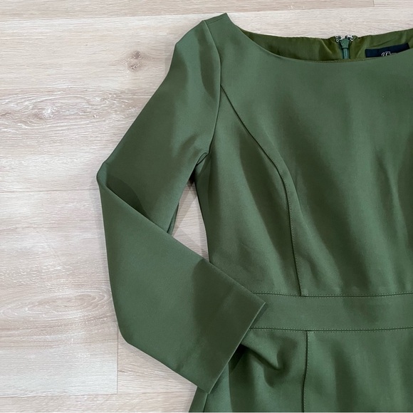 J. Crew Fit & Flare Green Ponte Dress - Picture 2 of 4